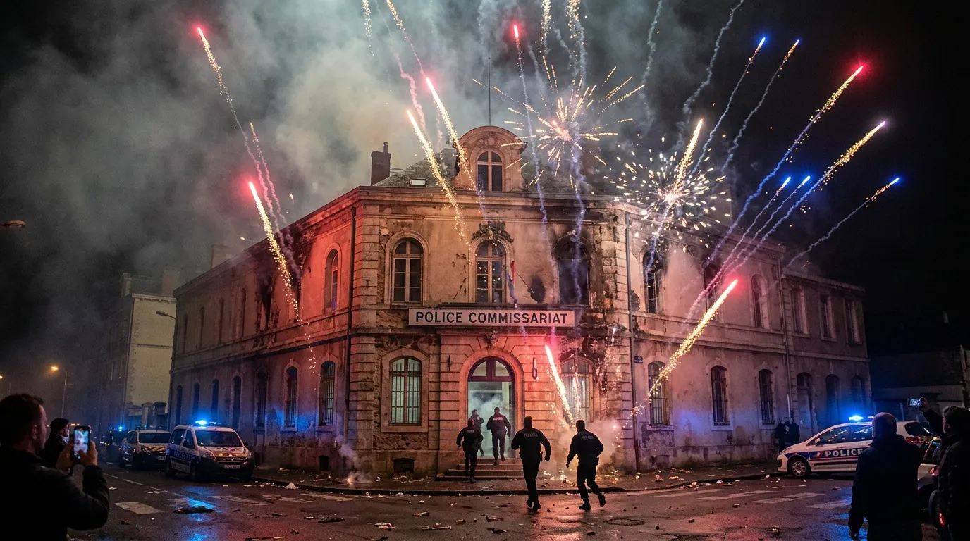 Commissariat attaqué aux fusées d'artifice