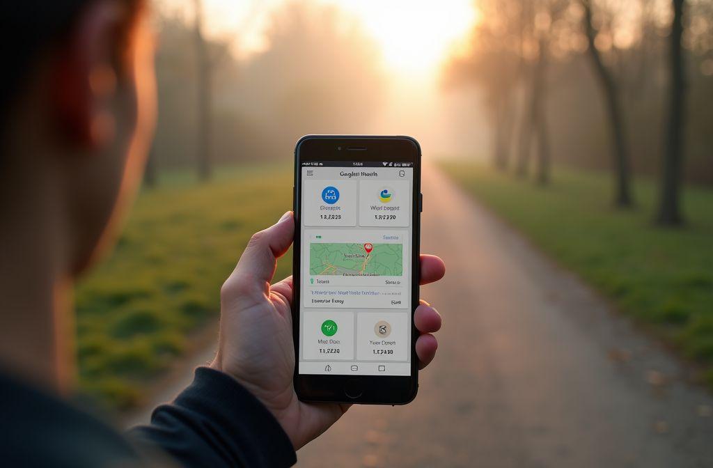 Écran de téléphone affichant une application avec une carte