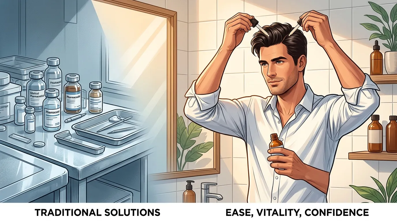 Homme stylis&eacute; en salle de bain comparant produits pharmaceutiques
