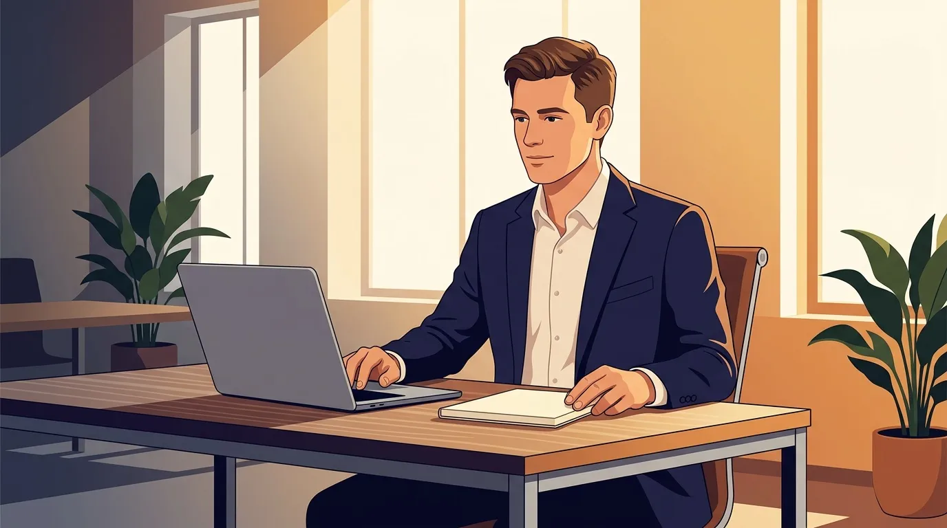 Homme d'affaires travaillant sur ordinateur portable au bureau