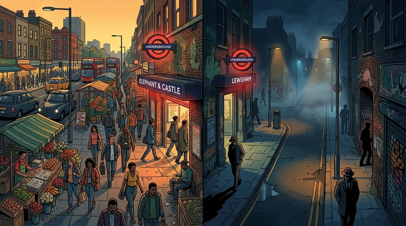 Stations Underground Londres contraste jour nuit animation urbaine