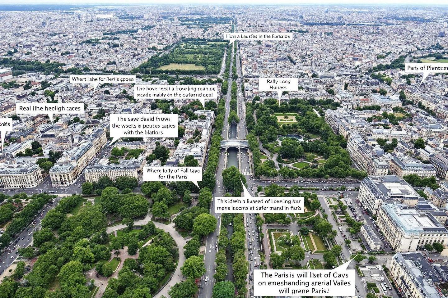 Panorama de Paris avec ses larges avenues et espaces verts