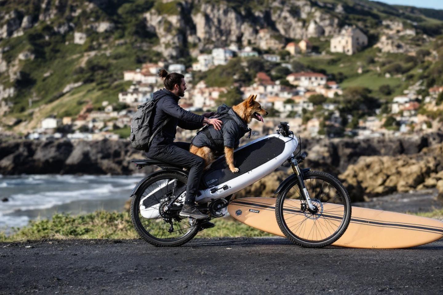 Chaser : film, vélo électrique, planche wingfoil et veste pour chien