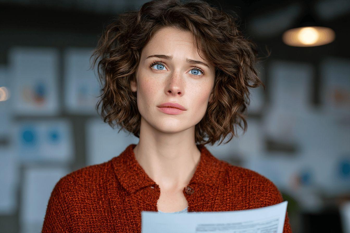 Portrait d'une femme aux cheveux boucl&eacute;s en pull rouille