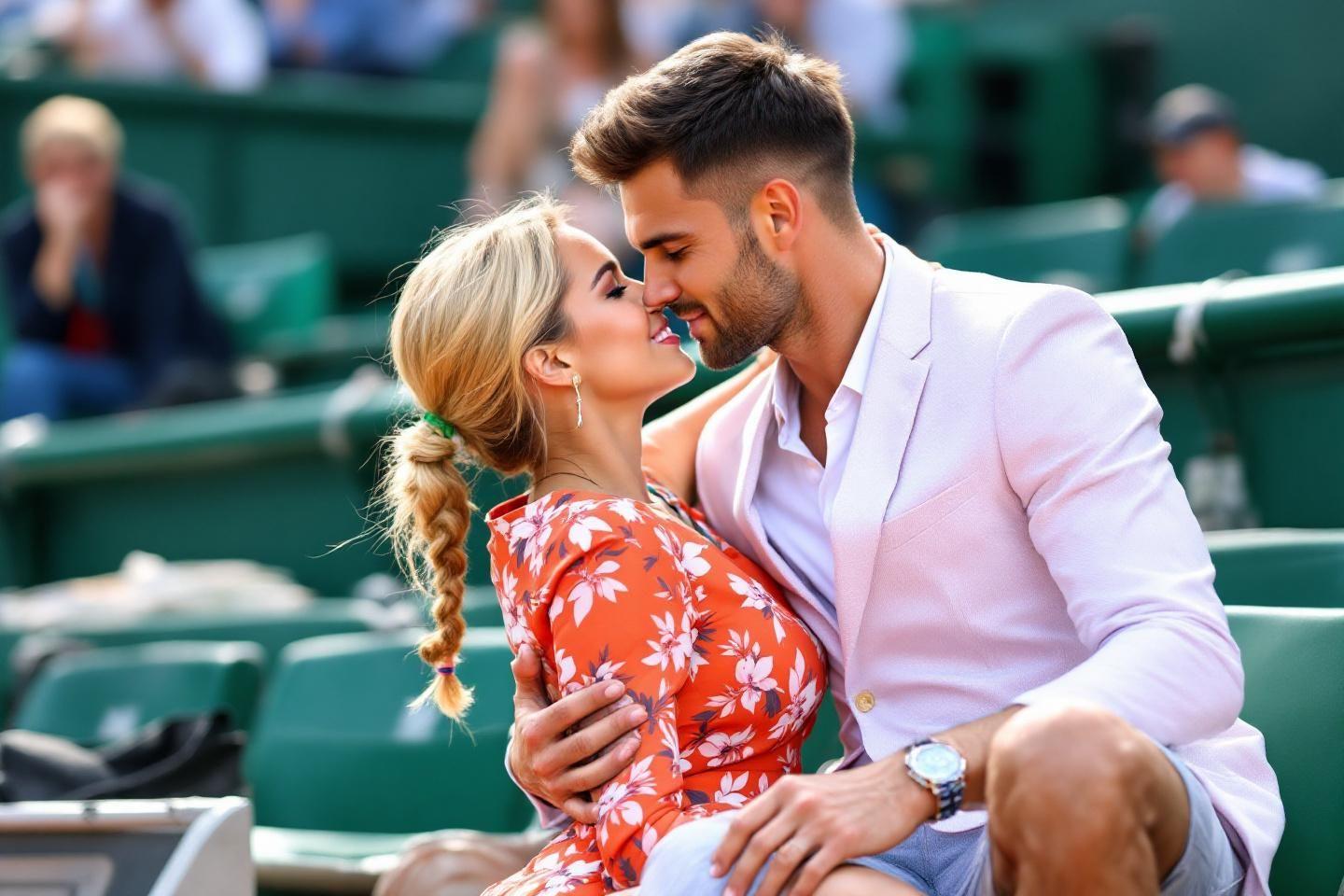 Couple amoureux sur le point de s'embrasser, v&ecirc;tements color&eacute;s