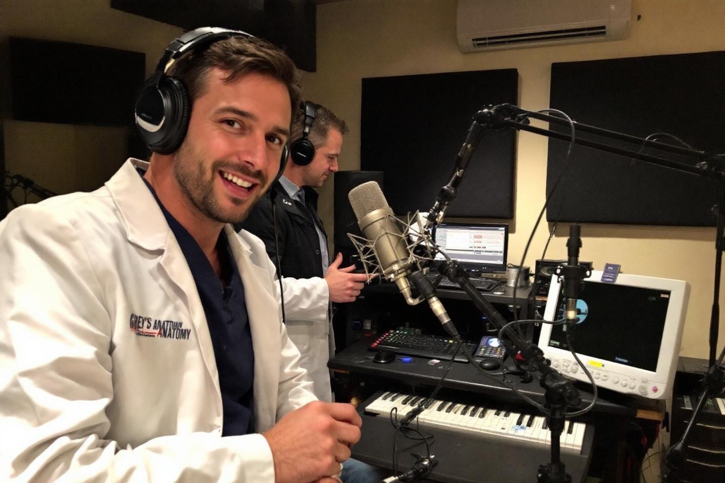Deux hommes dans un studio d'enregistrement avec microphone