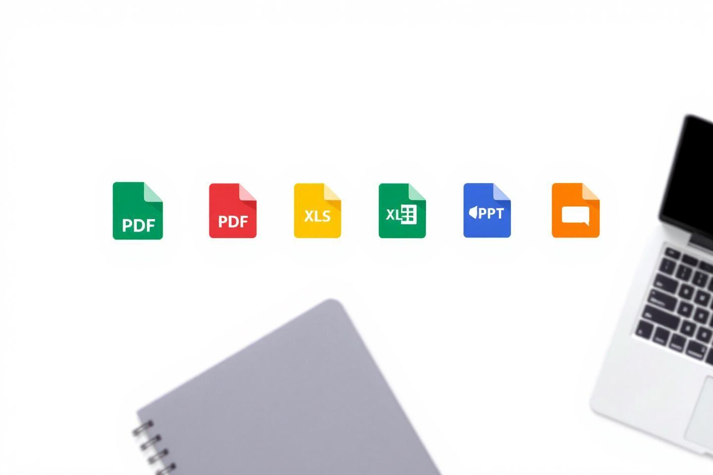 Différents types de fichiers numériques avec un ordinateur portable