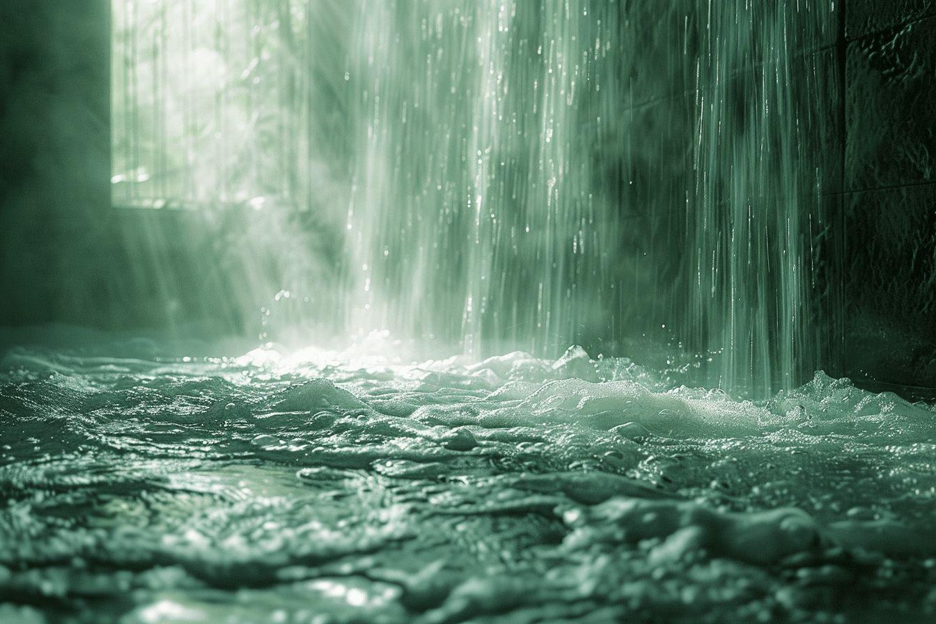 Chute d'eau puissante s'écoulant dans un bassin rocheux verdoyant