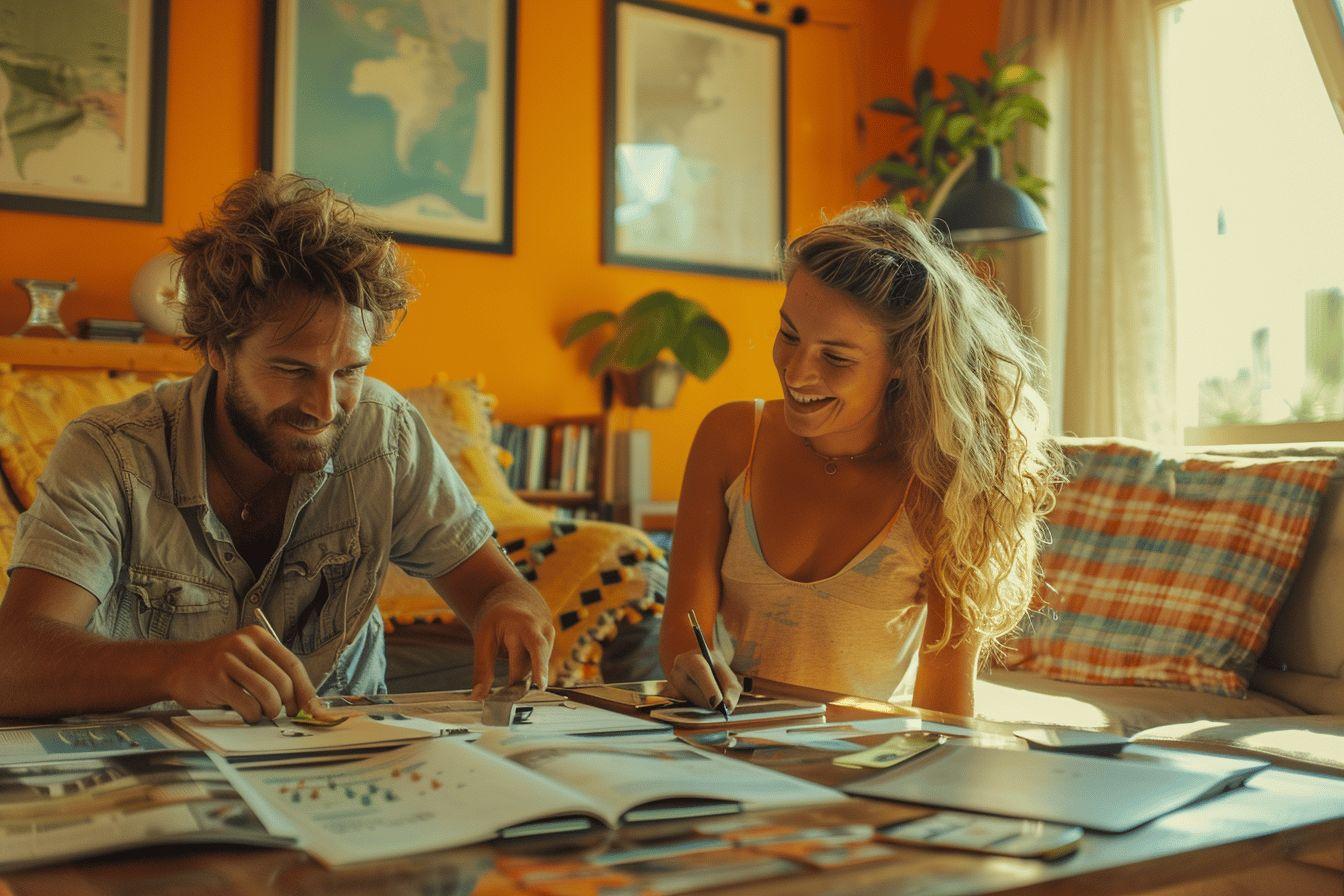 Deux jeunes adultes travaillant ensemble sur des projets créatifs dans un espace accueillant.