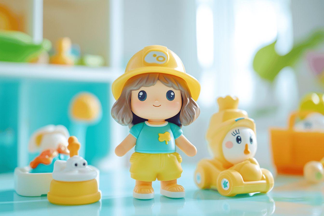 Personnage de jouet mignon dans un décor coloré et doux