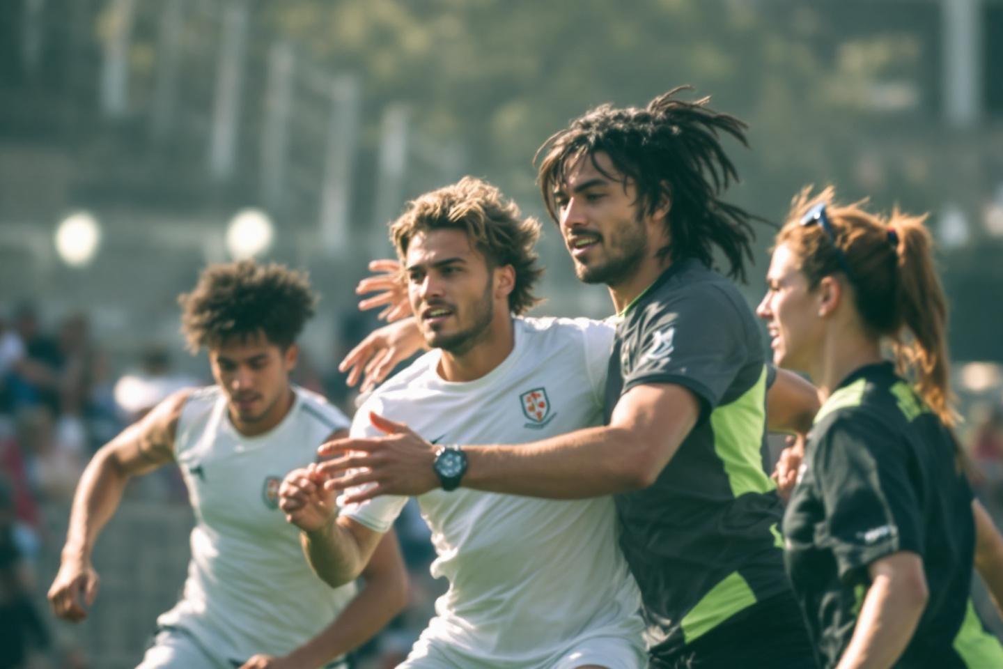 Joueurs en action durant un match de football