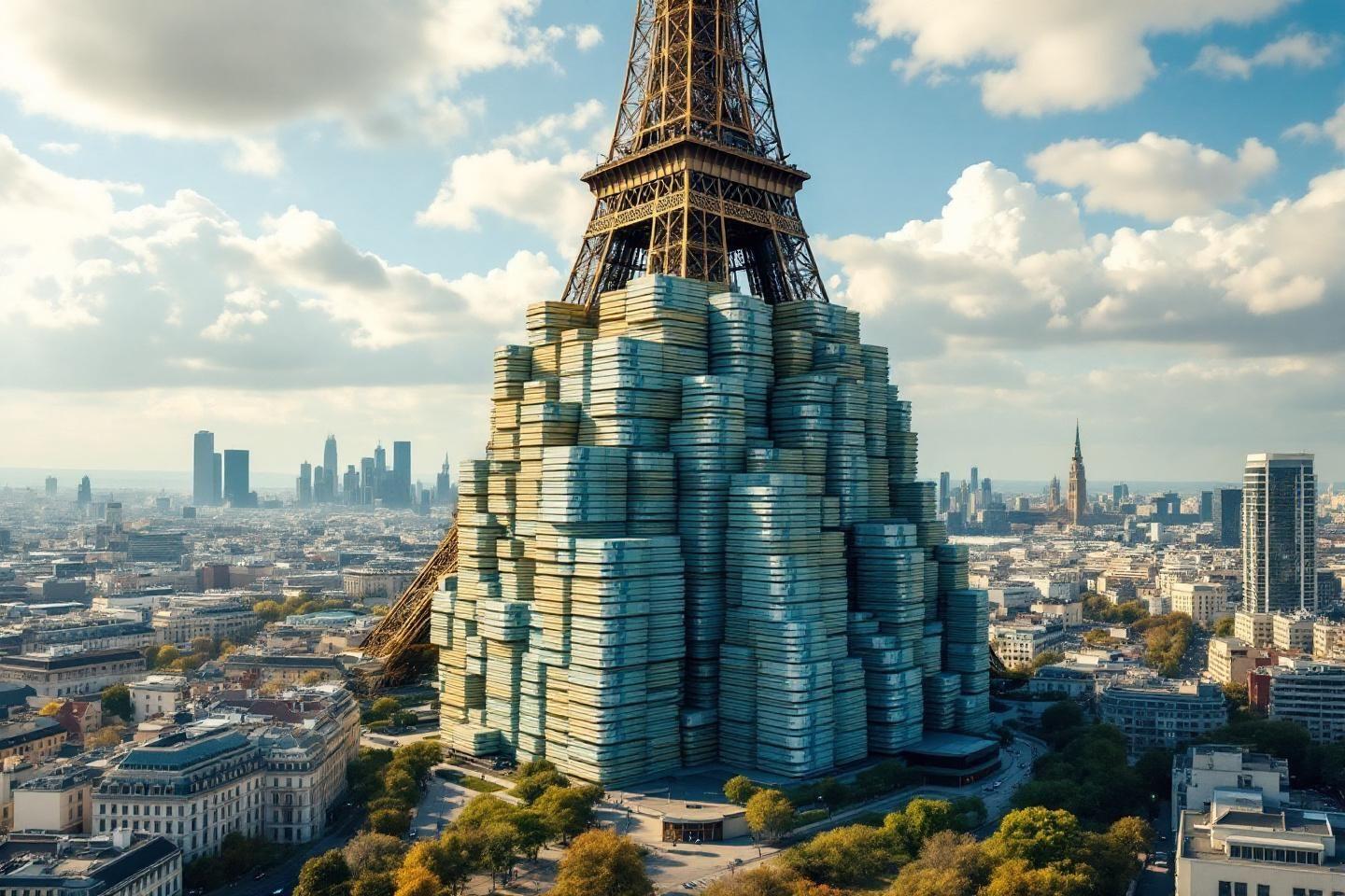 Perspective de Paris avec tour Eiffel et immeubles modernes