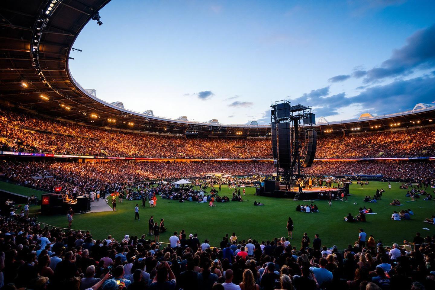 Vue panoramique d'un grand stade rempli de spectateurs
