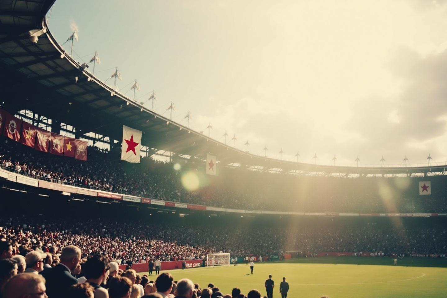 Vue panoramique d'un stade de football avec des tribunes remplies