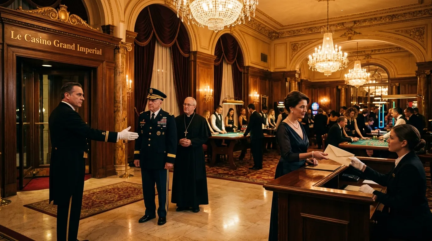 Soirée élégante dans un casino luxueux avec dignitaires militaires